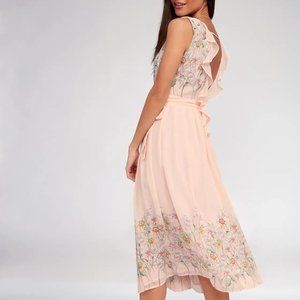 Bristol Blush Pink Floral Print Midi Dress